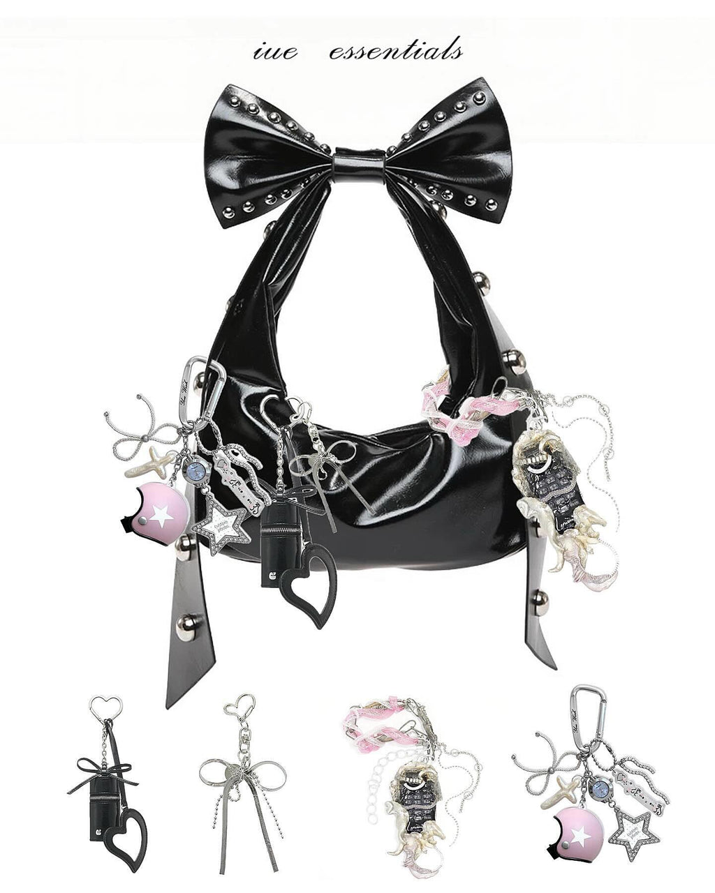 [IUE STUDIO] Detachable Ribbon Leather Handbag