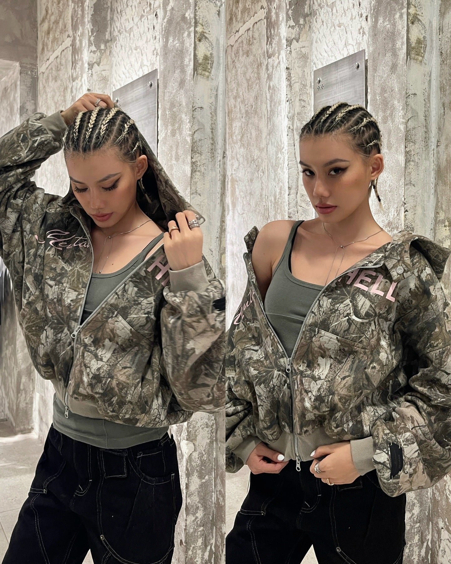 [BEUTER] MENTAL HELL CAMO BOXY ZIP HOODIE