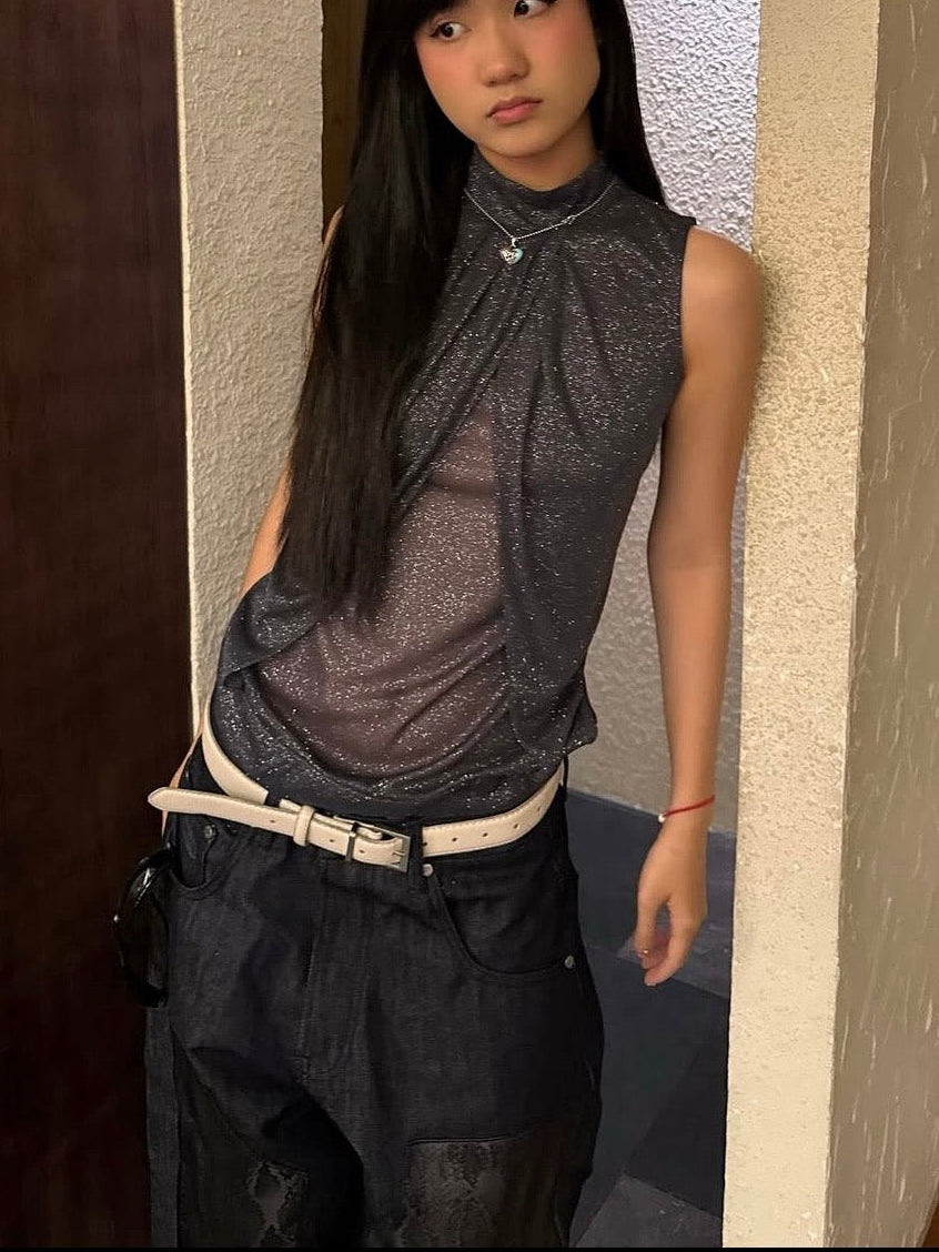 [Mamavirus] SHEER-GLITTER TOP