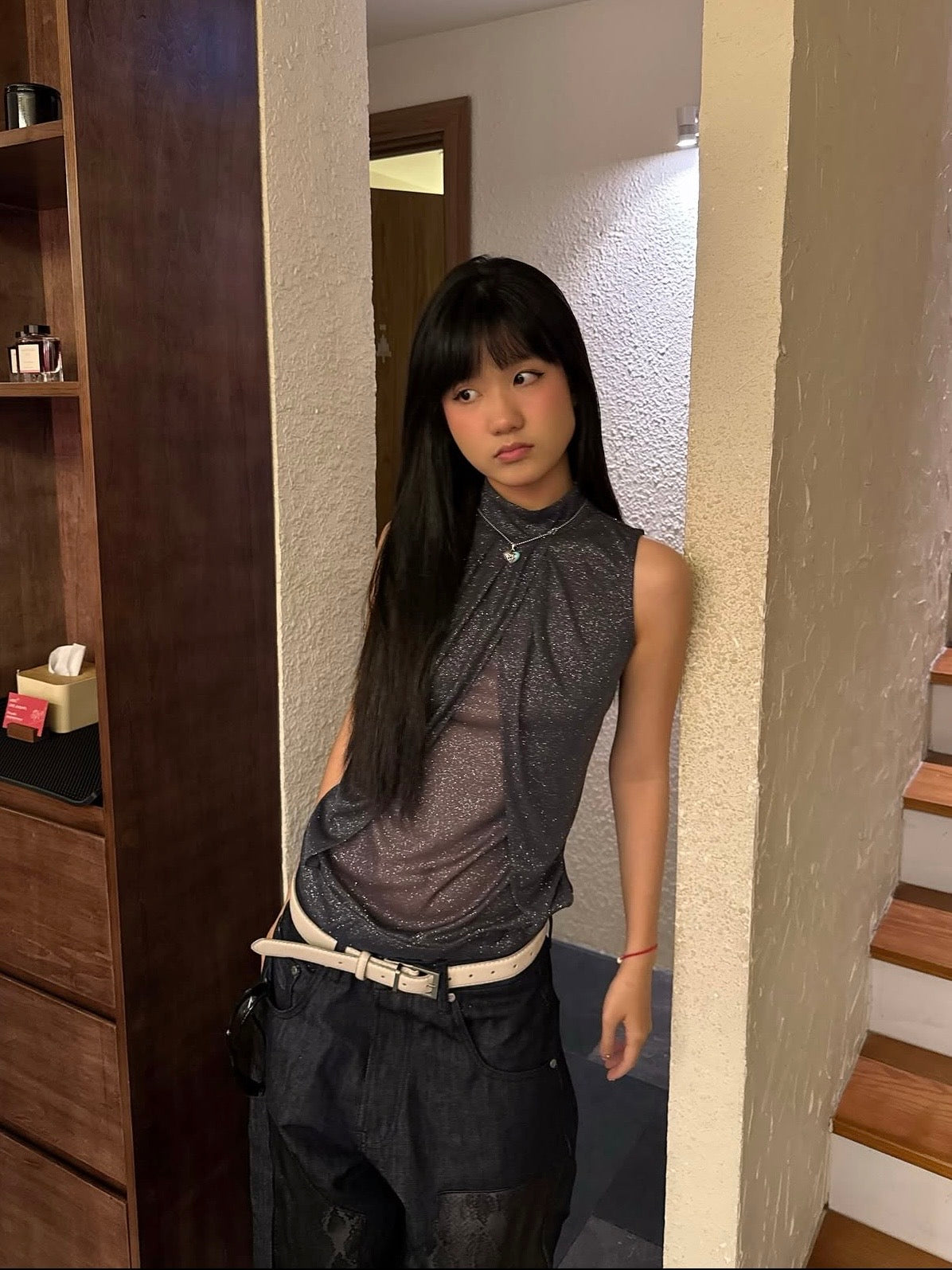 [Mamavirus] SHEER-GLITTER TOP