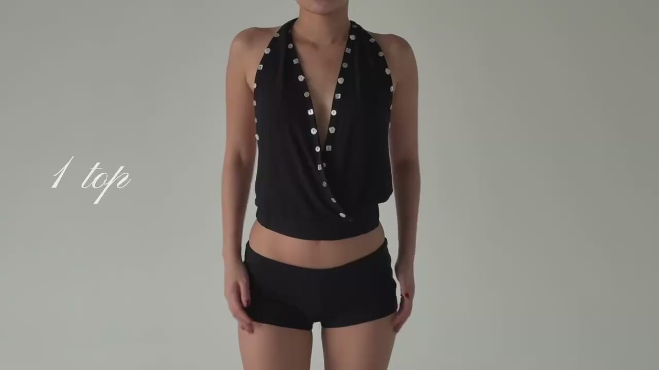 [a minus] PEARL BUTTON TOP
