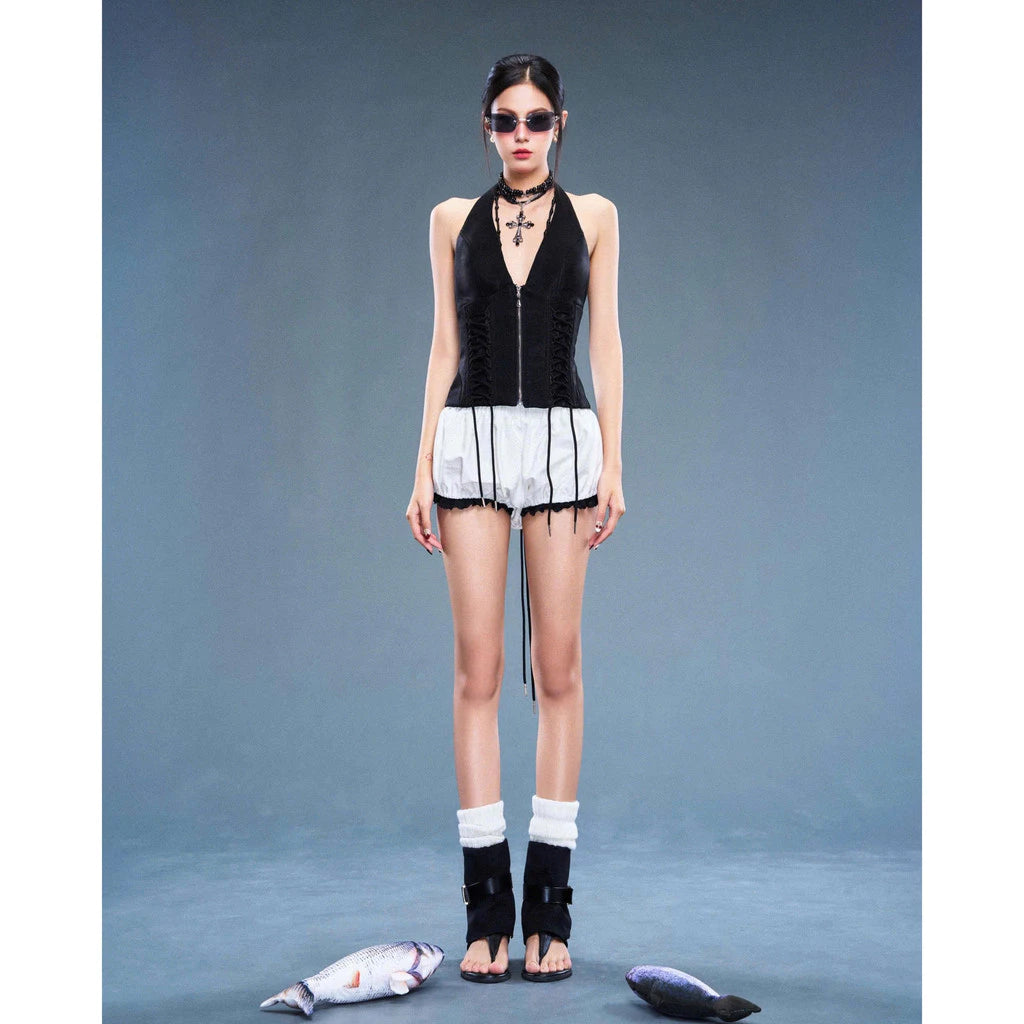 [So Dópe Club] BLACK LACED CRUSH SHORTS