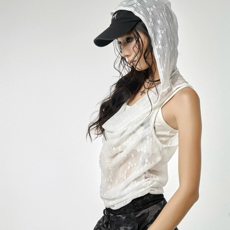 [The Stan]  LACE HOOD TOP