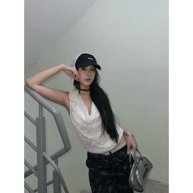 [The Stan]  LACE HOOD TOP