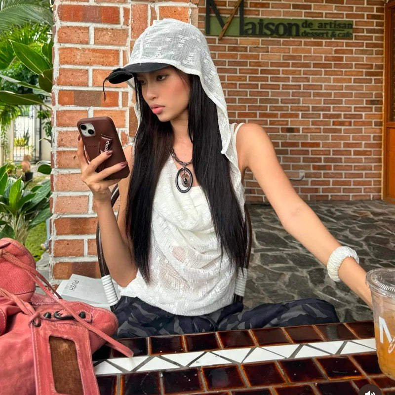 [The Stan]  LACE HOOD TOP