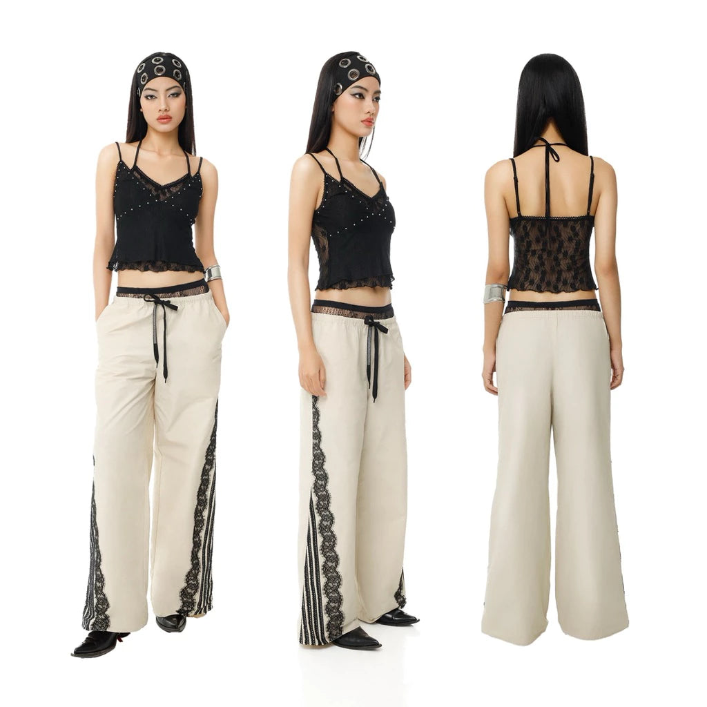 [Britney The Brand] STUDDED DOUBLE-LAYER LACE CAMI TOP