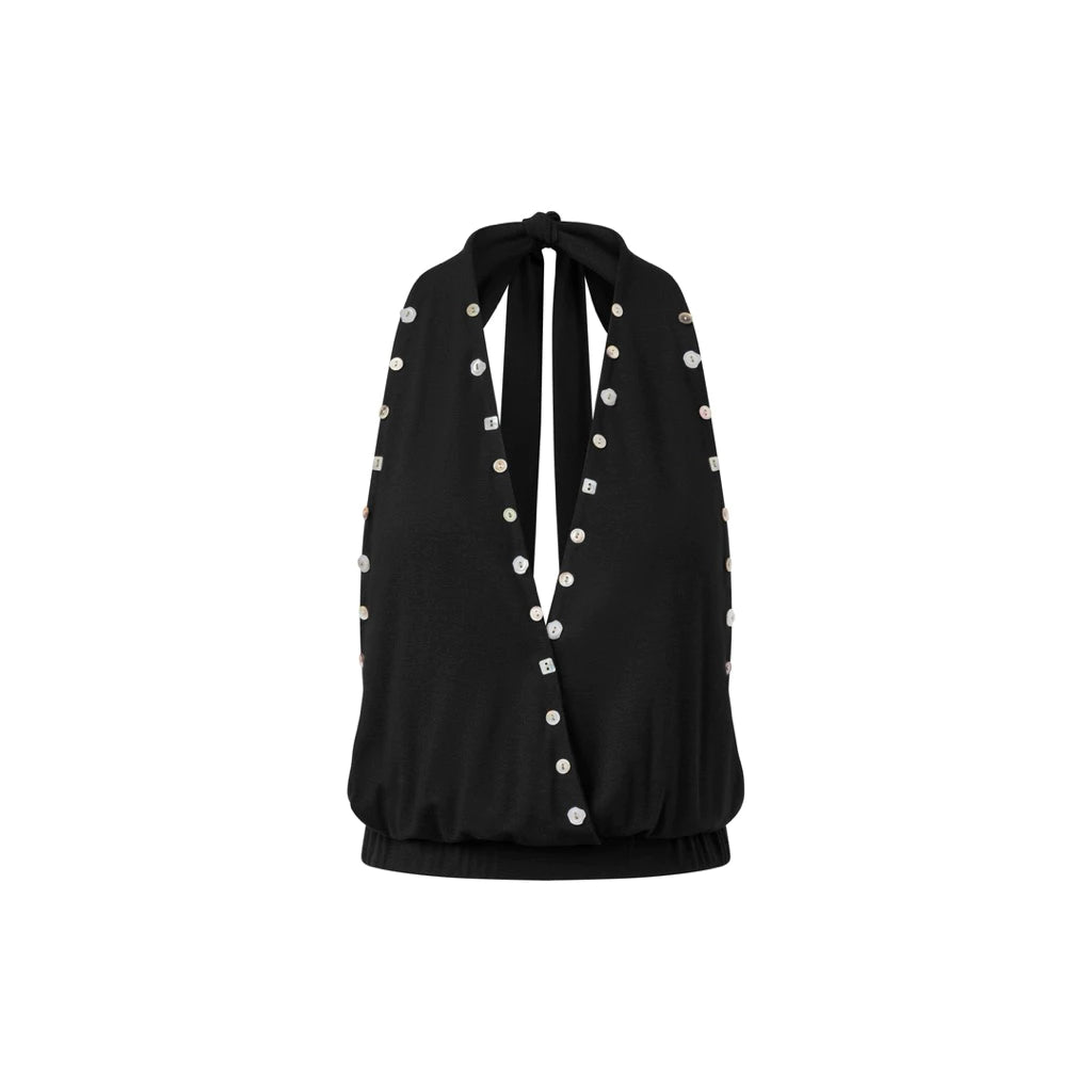[a minus] PEARL BUTTON TOP