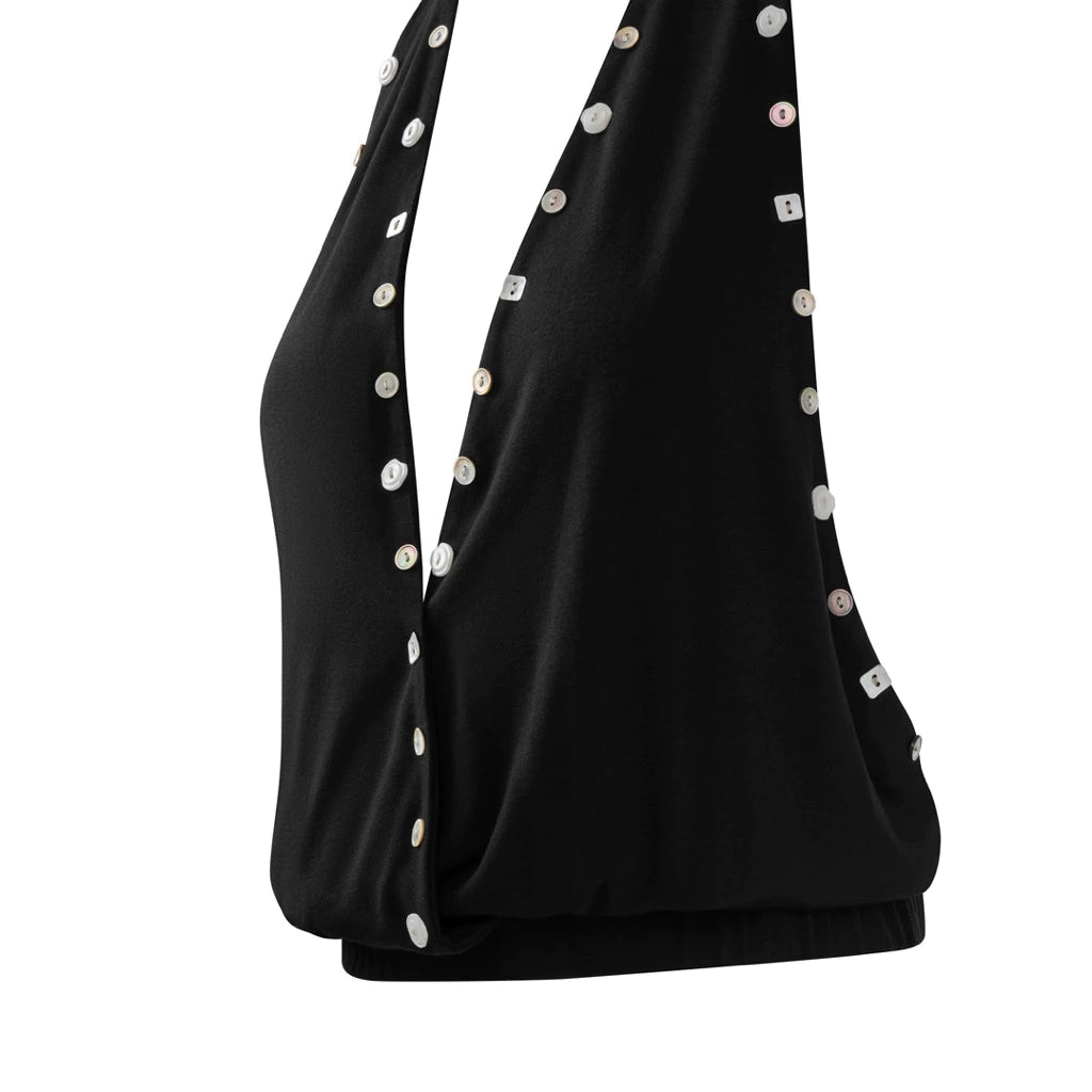 [a minus] PEARL BUTTON TOP