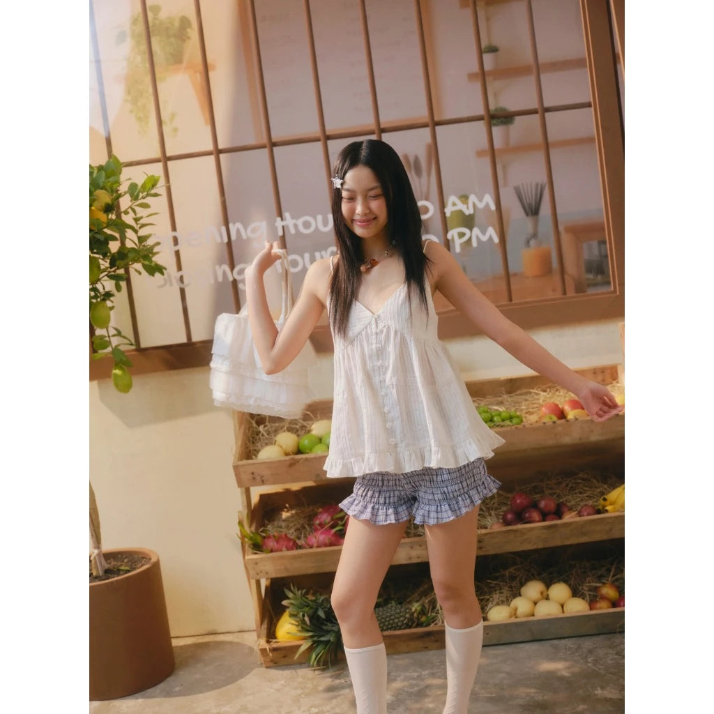 [OLV] Ruffled Buttoned Cami Top