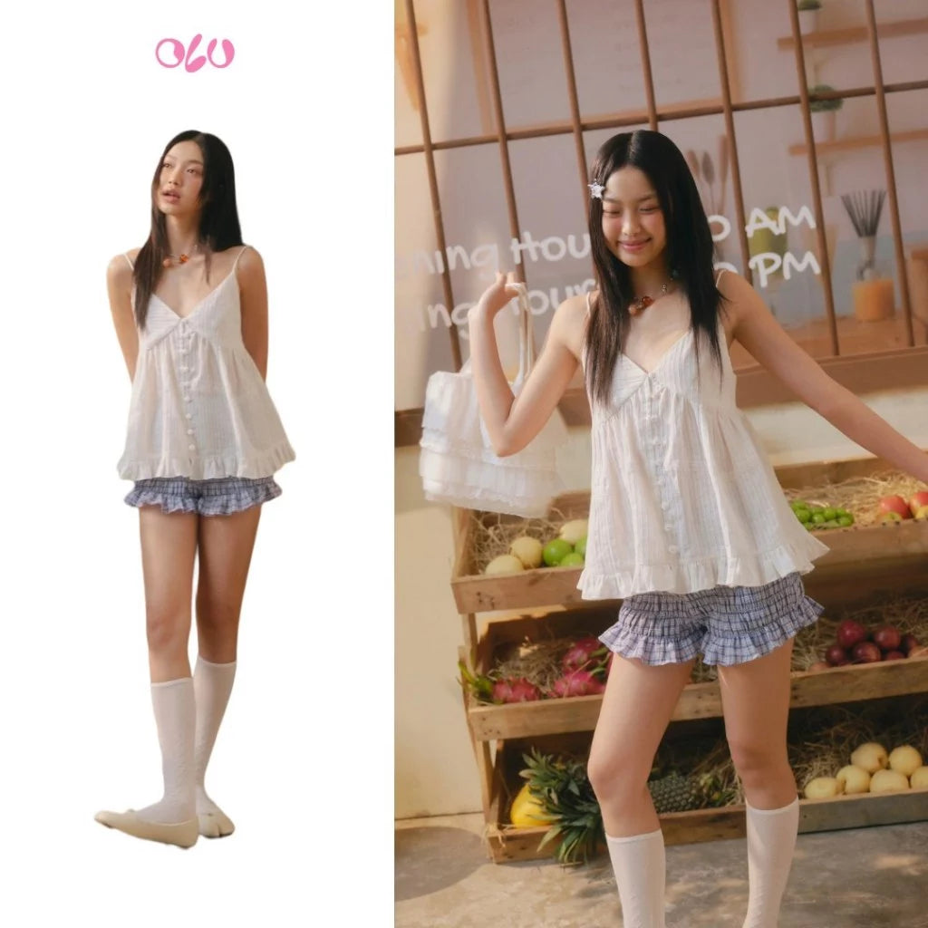 [OLV] Ruffled Buttoned Cami Top